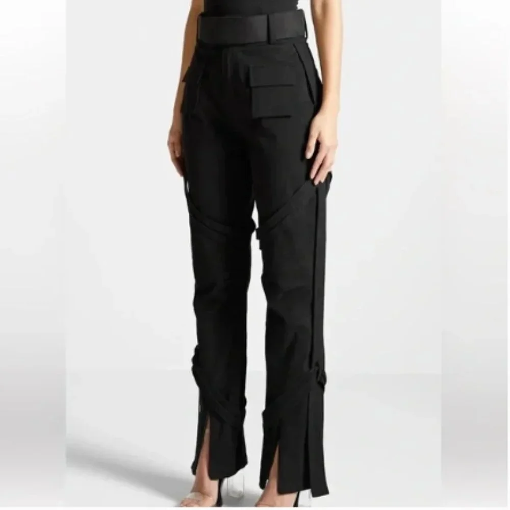 NWT MANIERE DE VOIR Carpenter Cargo Trousers Black Pants in Size 4 - Picture 16 of 16